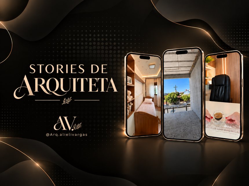 Stories de Arquiteta, pack de figurinhas mostrado em três celulares